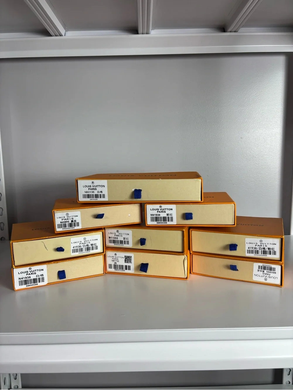 9 Luggage Boxes on Shelf